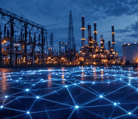 MDR per il midmarket: per IDC il modello di HWG Sababa è vincente Rete digitale luminosa sovrapposta a un impianto industriale e infrastruttura energetica notturna per la convergenza IT e OT e la protezione MDR per il midmarket