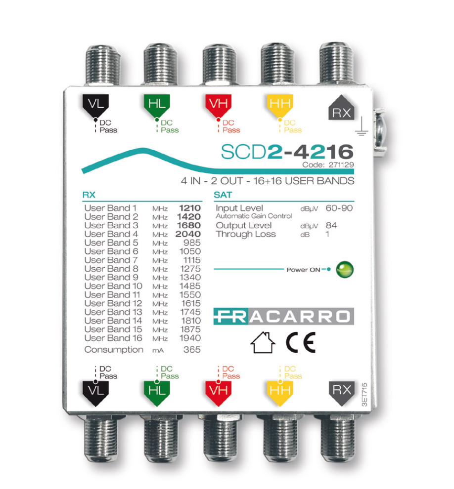 Multiswitch compatto a 5 IN(4 Sat+1 Tv) e 8 Derivate SWP508TS Fracarro Multiswitch compatto a 5 IN(4 Sat+1 Tv) e 8 Derivate SWP508TS Fracarro