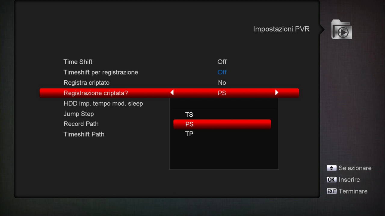 Configurazione registrazione