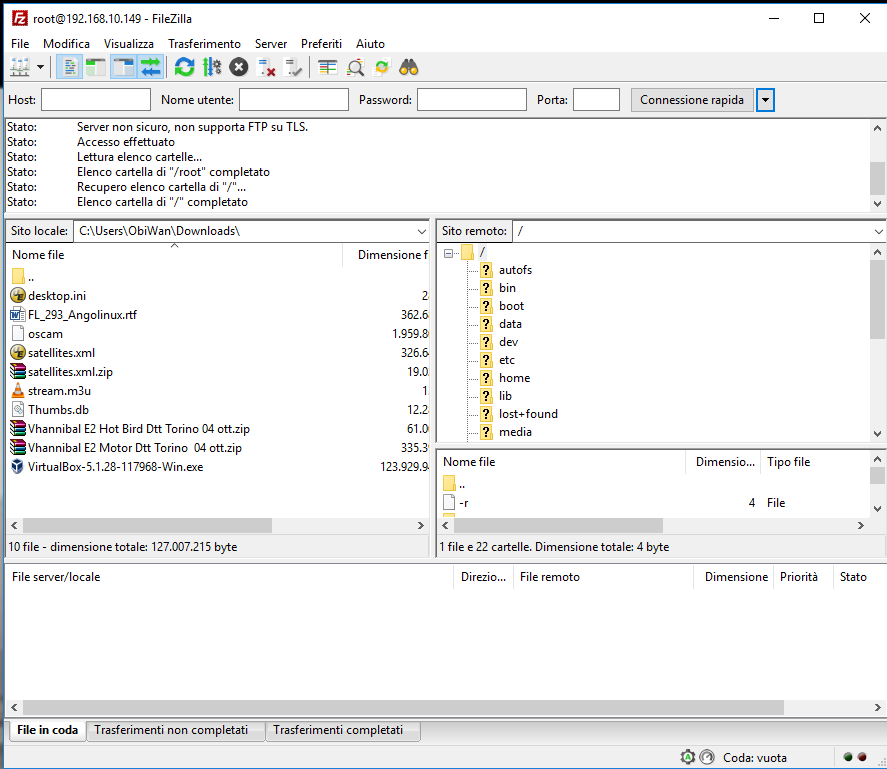Registrazioni filezilla