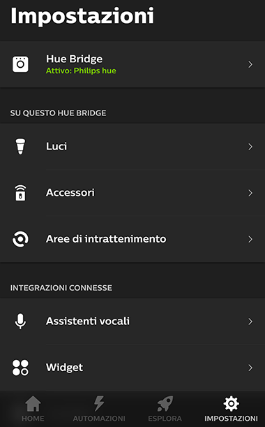 Impostazioni luci smart