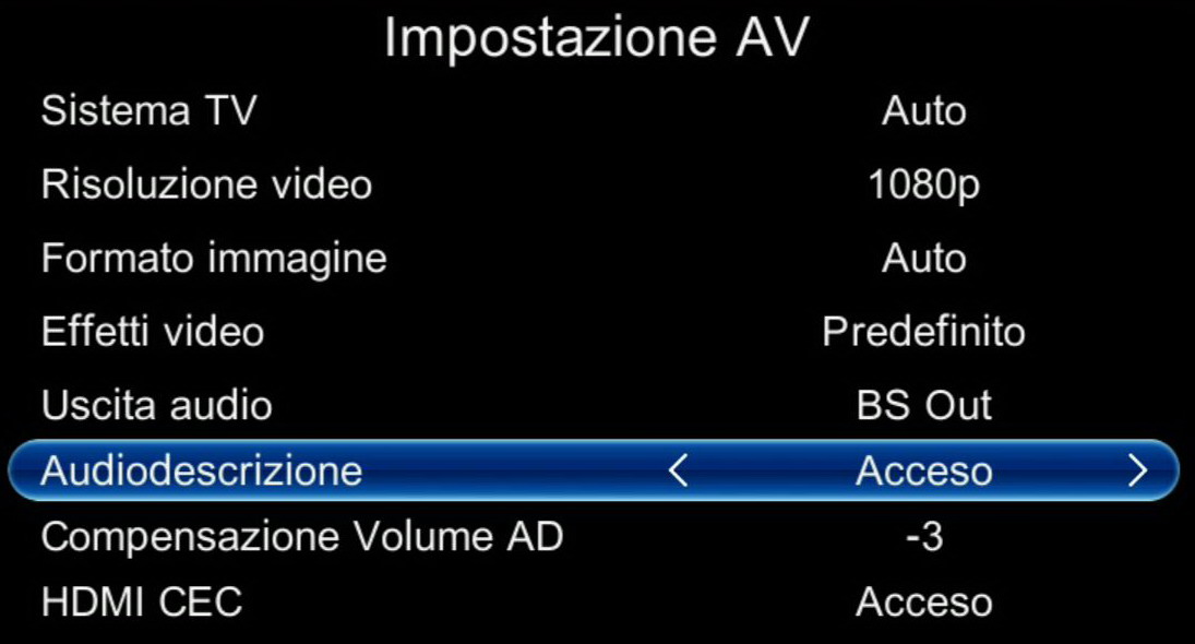 Funzione Audiodescrizione
