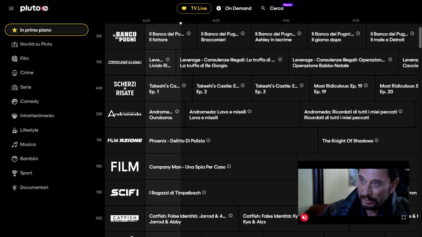 Pluto TV canali live streaming