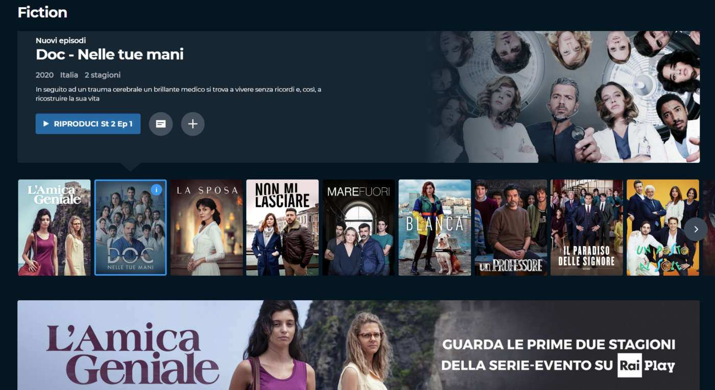 RaiPlay elenco fiction