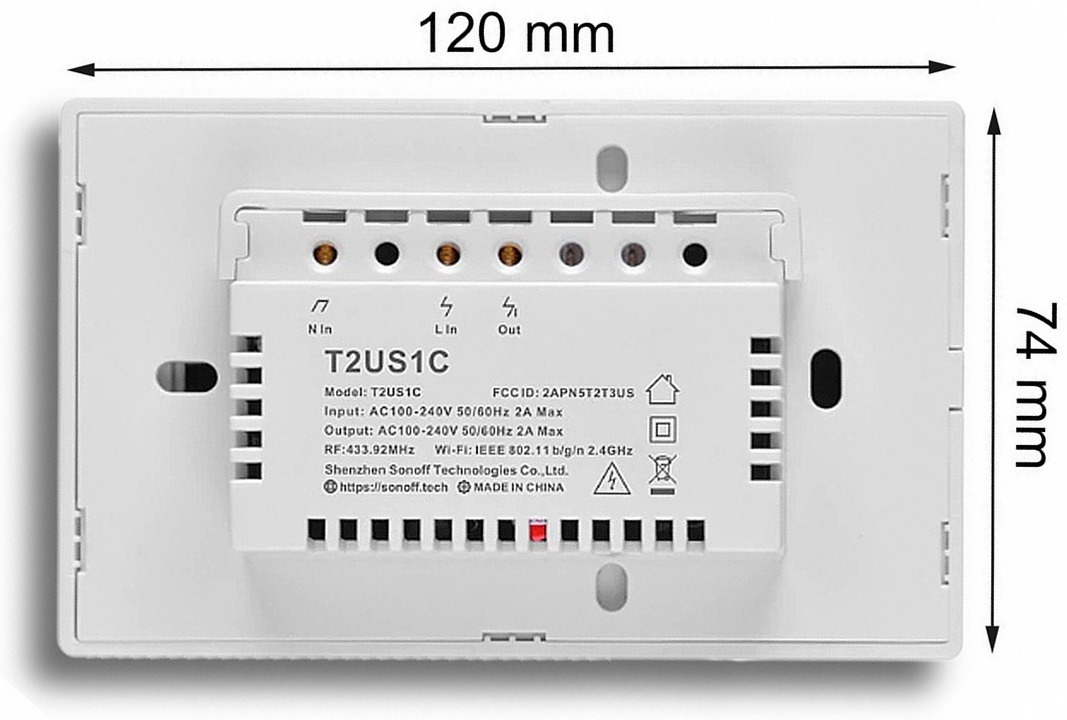 Interruttore Sonoff TX modello US per scatole da incasso 503