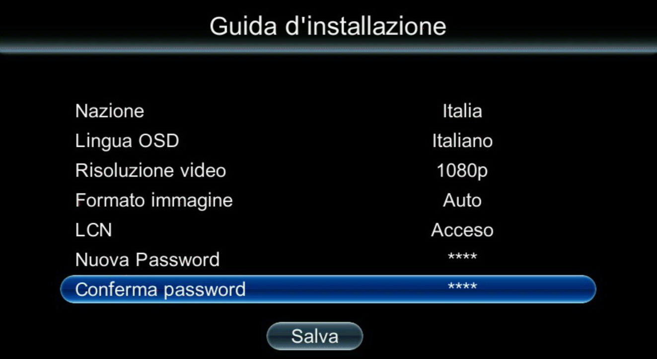 Schermata di installazione guidata