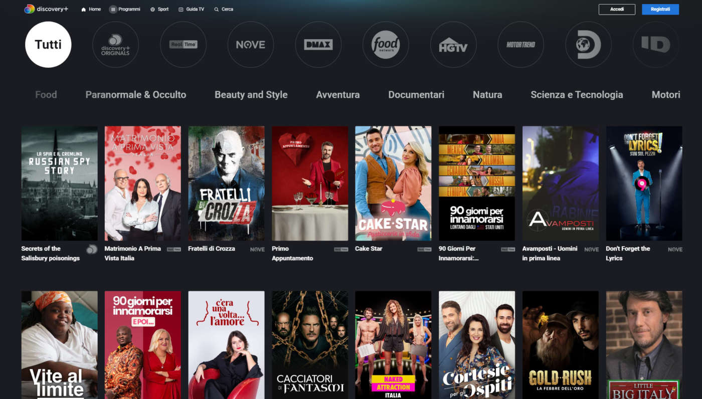 Portale web Discovery+