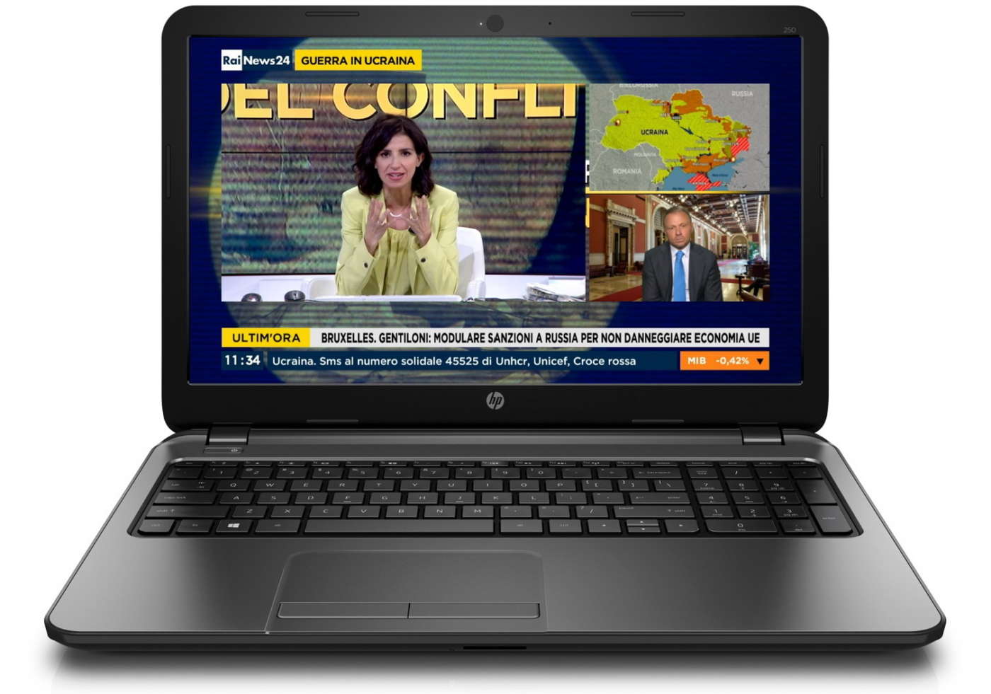 Notebook con RaiNews24 in streaming