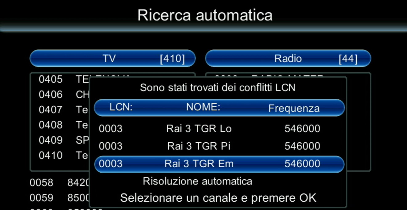 Risoluzione conflitti LCN DTT decoder