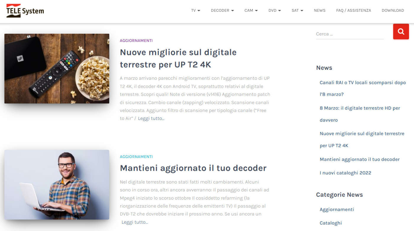 News su aggiornamenti firmware Telesystem