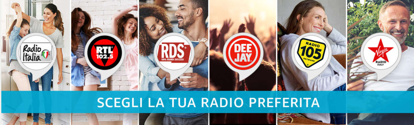 Alcune delle skill Alexa dedicate alle radio italiane