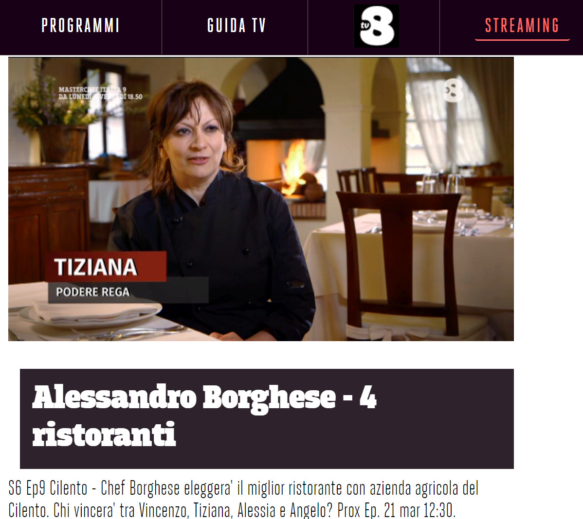 TV8 in live streaming su web