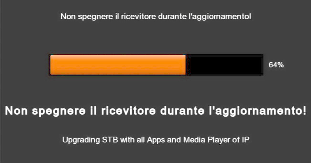 Schermata di aggiornamento firmware del decoder