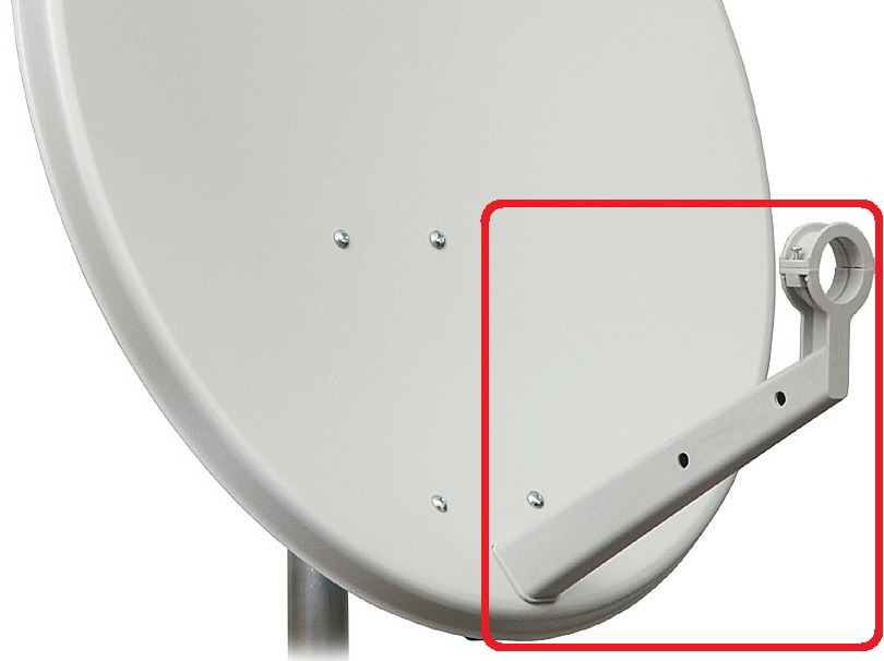 Montaggio del braccio porta-feed sul disco parabolico