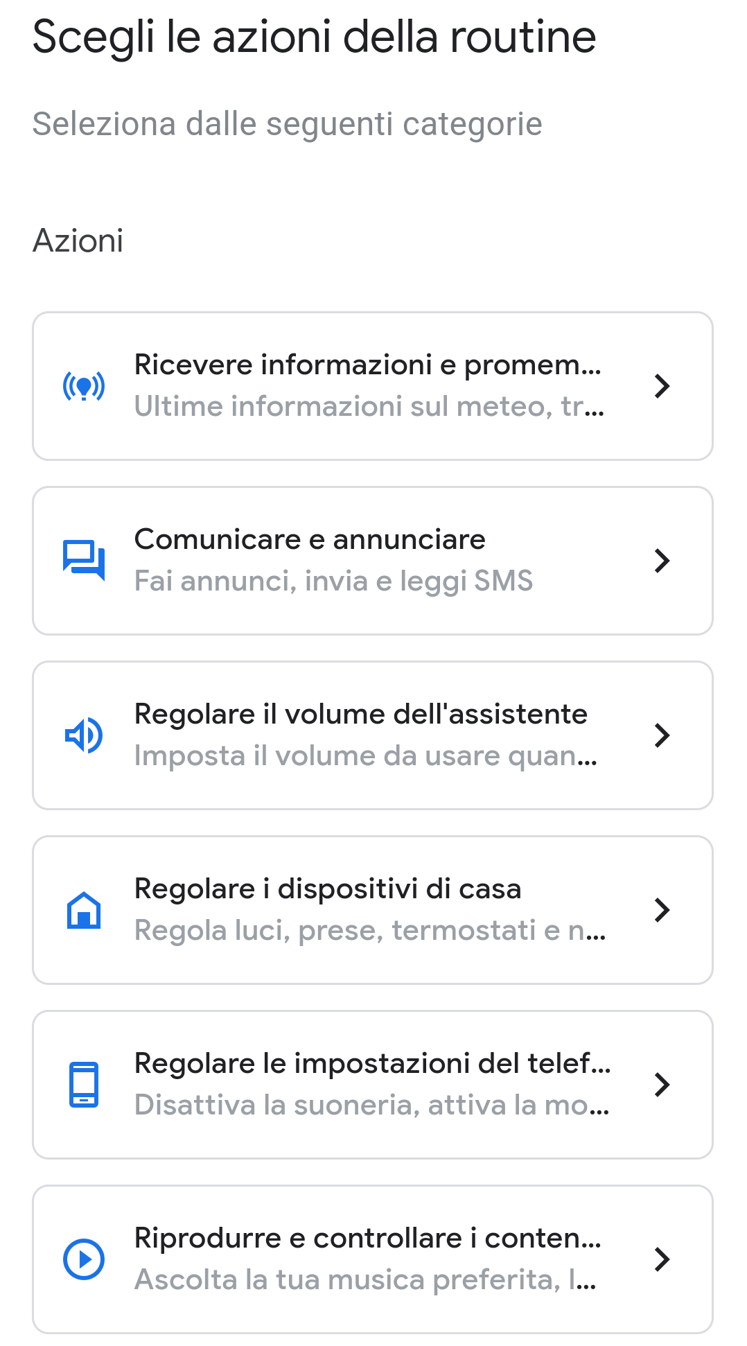 Scelta e personalizzazione delle azioni nelle routine Google