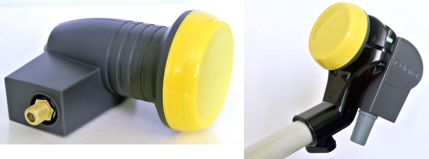 Convertitore LNB e fissaggio su collare porta-feed