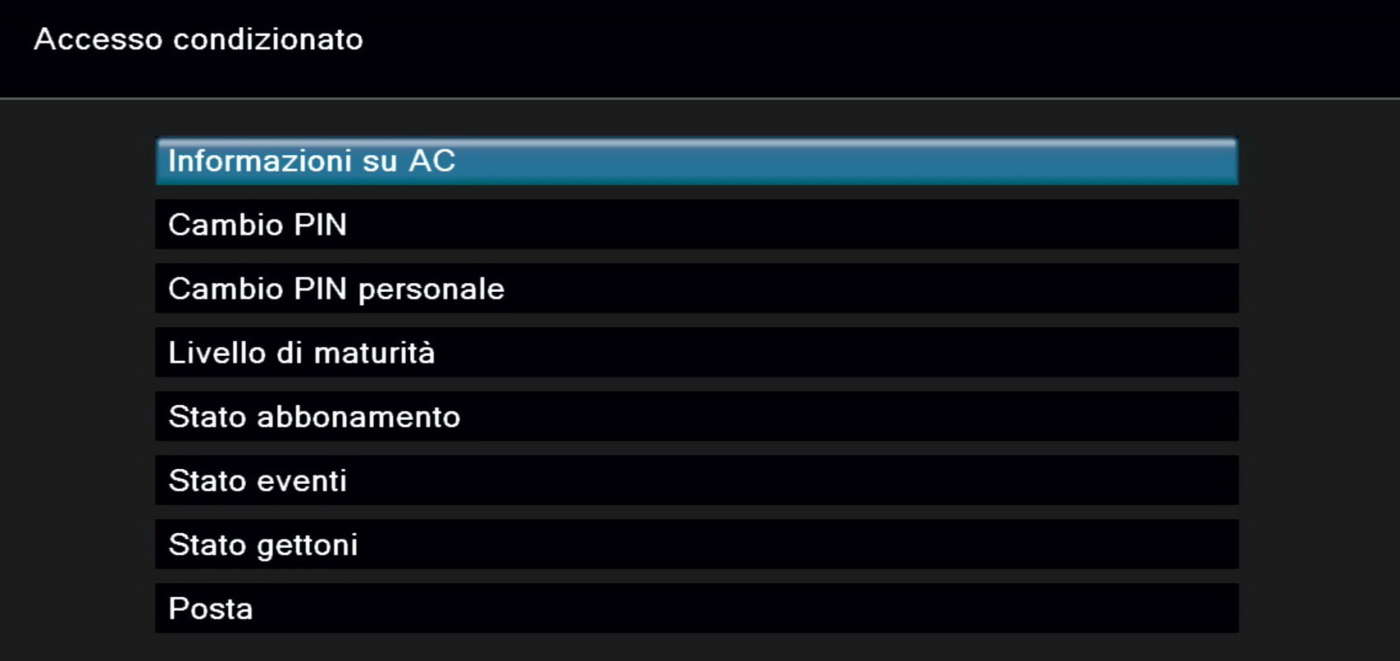 Schermata di consultazione dei moduli CAS, CAM e della smart card