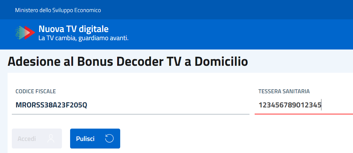 Modulo web per ricevere gratis e a domicilio il decoder T2 HEVC
