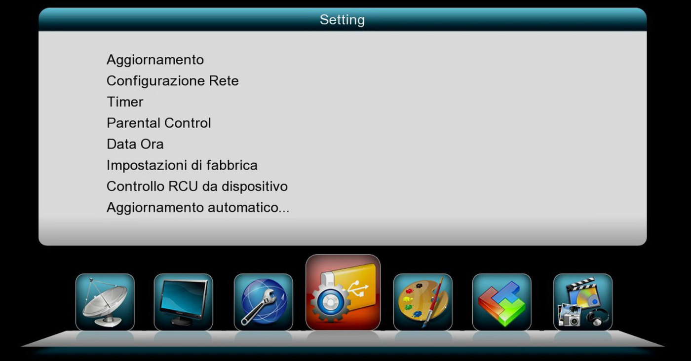 Composizione del menu di sistema (setting)