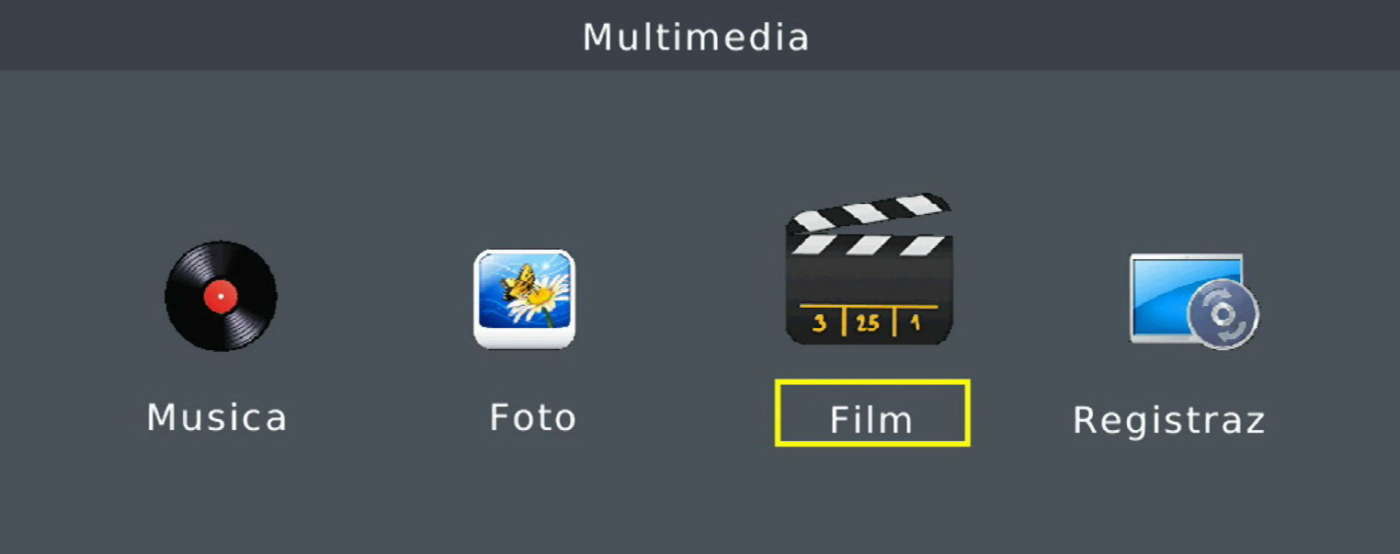 Schermate del menu multimediale