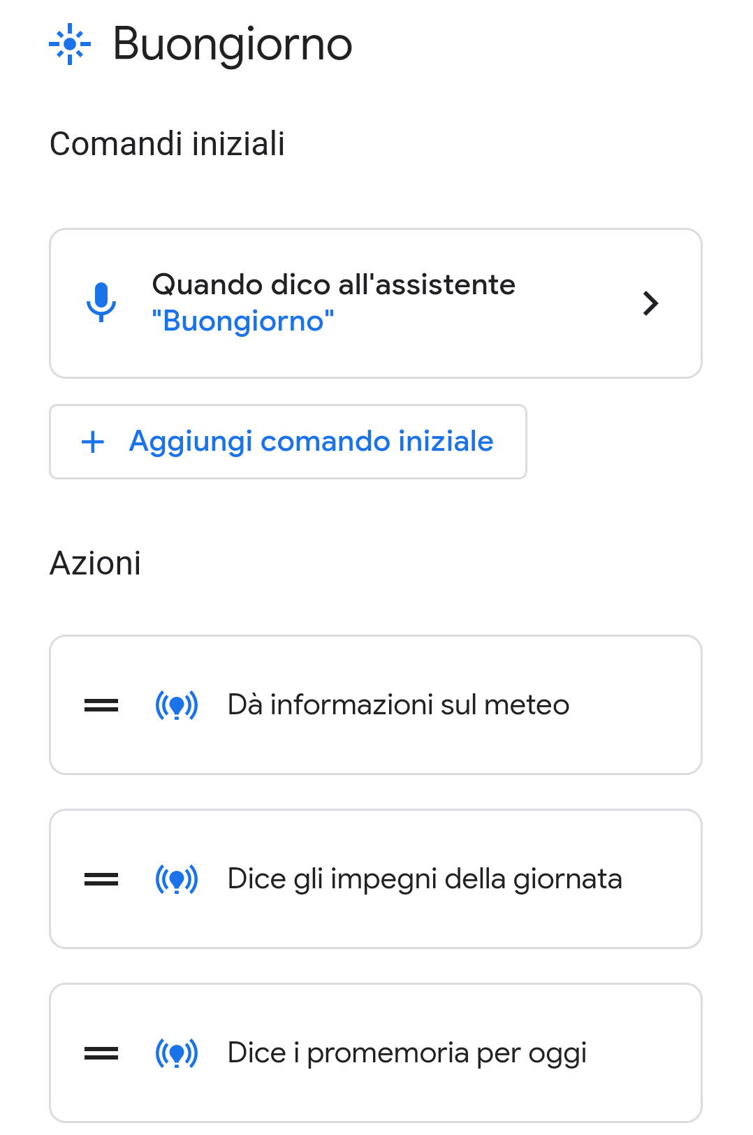 Routine Google “Buongiorno” preconfigurata e personalizzabile
