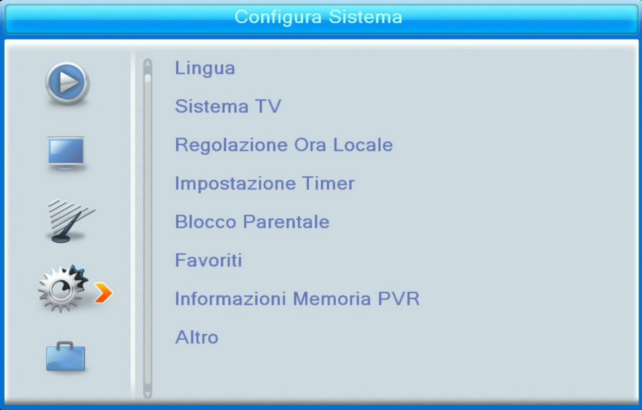 Menu OSD di un decoder terrestre