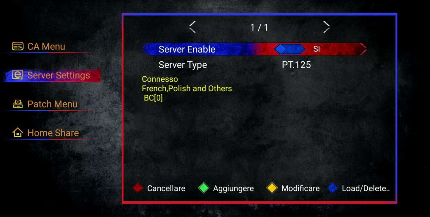 Decoder con funzione Card Sharing e connessione attiva al server di condivisione delle chiavi