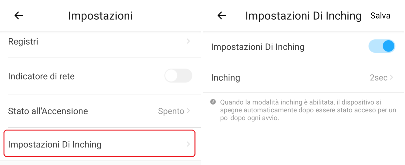 Funzione Inching