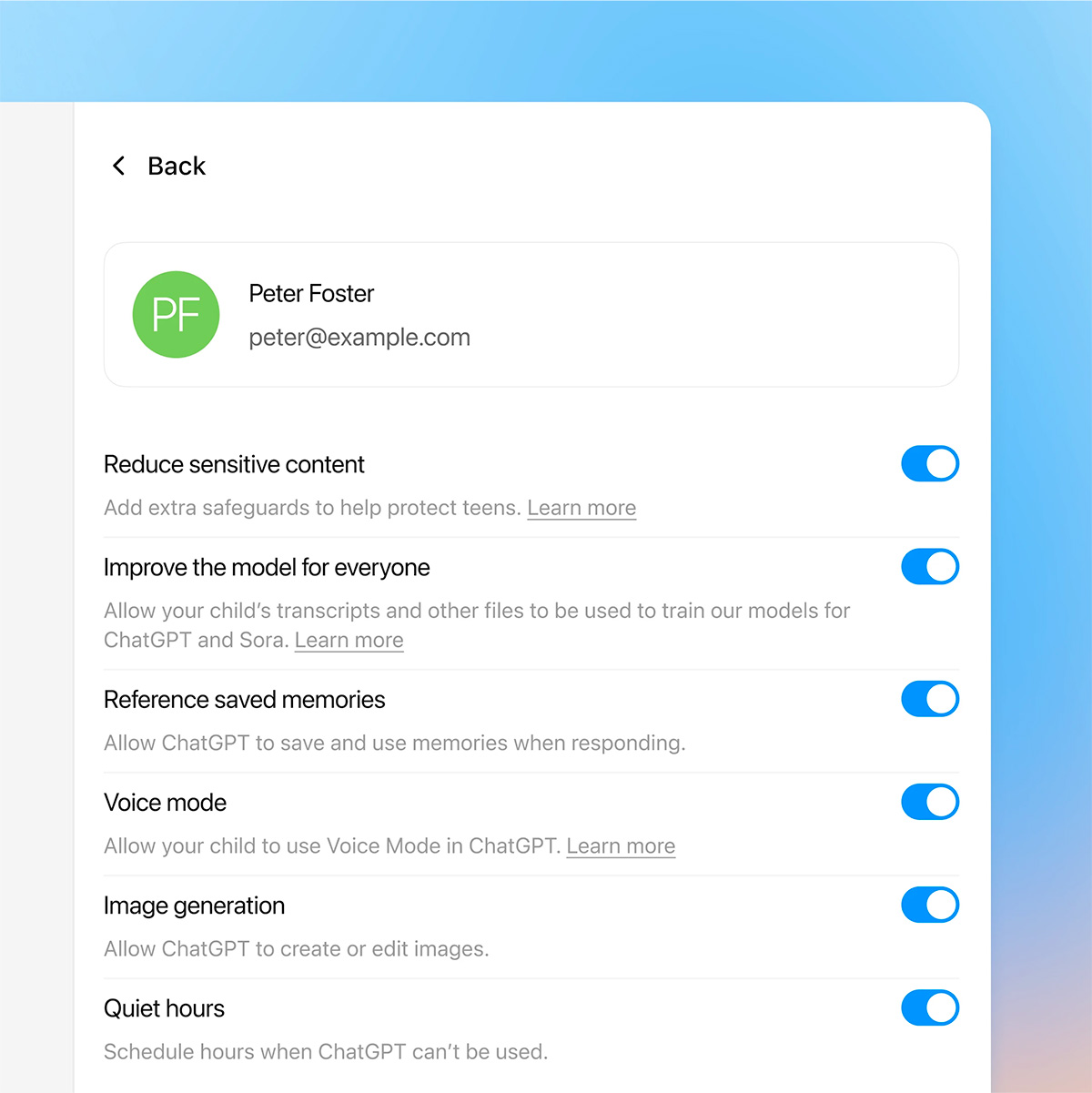 ChatGPT controlli parentali