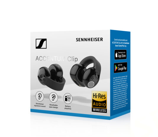 Sennheiser Accentum Clip: auricolari open-ear wireless con audio adattivo e 36 ore di autonomia Sennheiser accentum clip