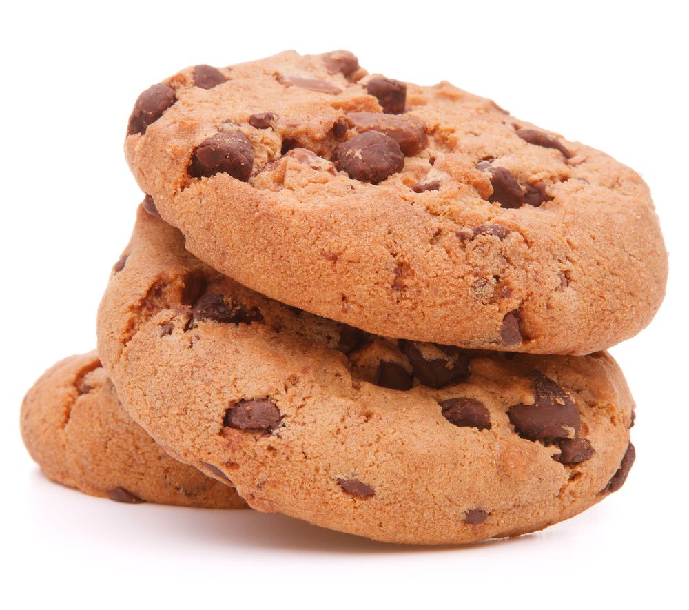 Chocolate homemade pastry cookies isolated on white background