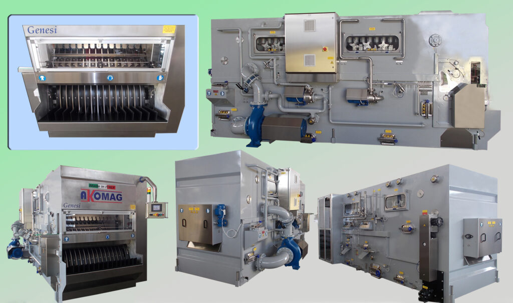 Alcune lavabottiglie della serie Genesi in grado di coprire ogni fascia operativa, dalle 500 alle 60.000 bottiglie ora