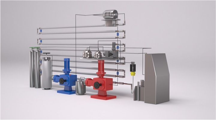 Schema di impianto per liquidi da diverse angolazioni