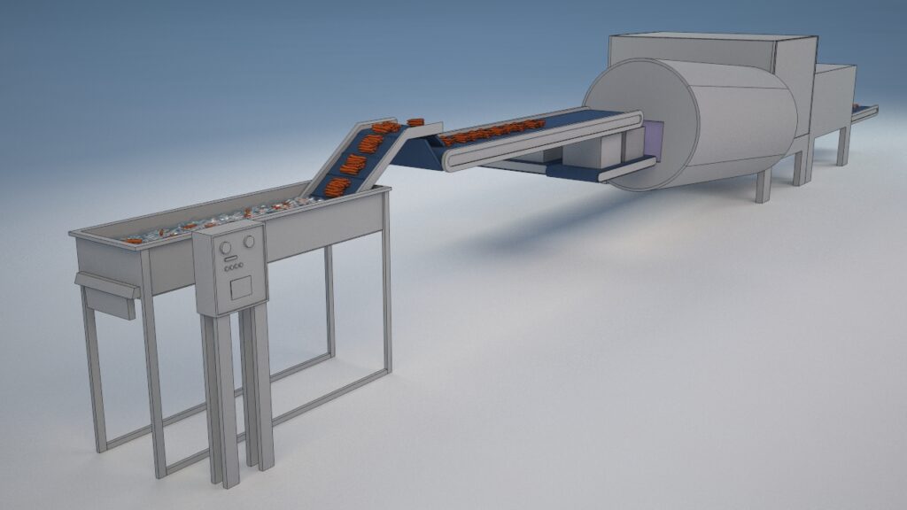 Schema di impianto per alimenti solidi da diverse angolazioni