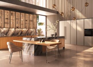 di Aran Cucine: luce e materia connotano il restyling del modello Volare, disegnato da Ulisse Narcisi