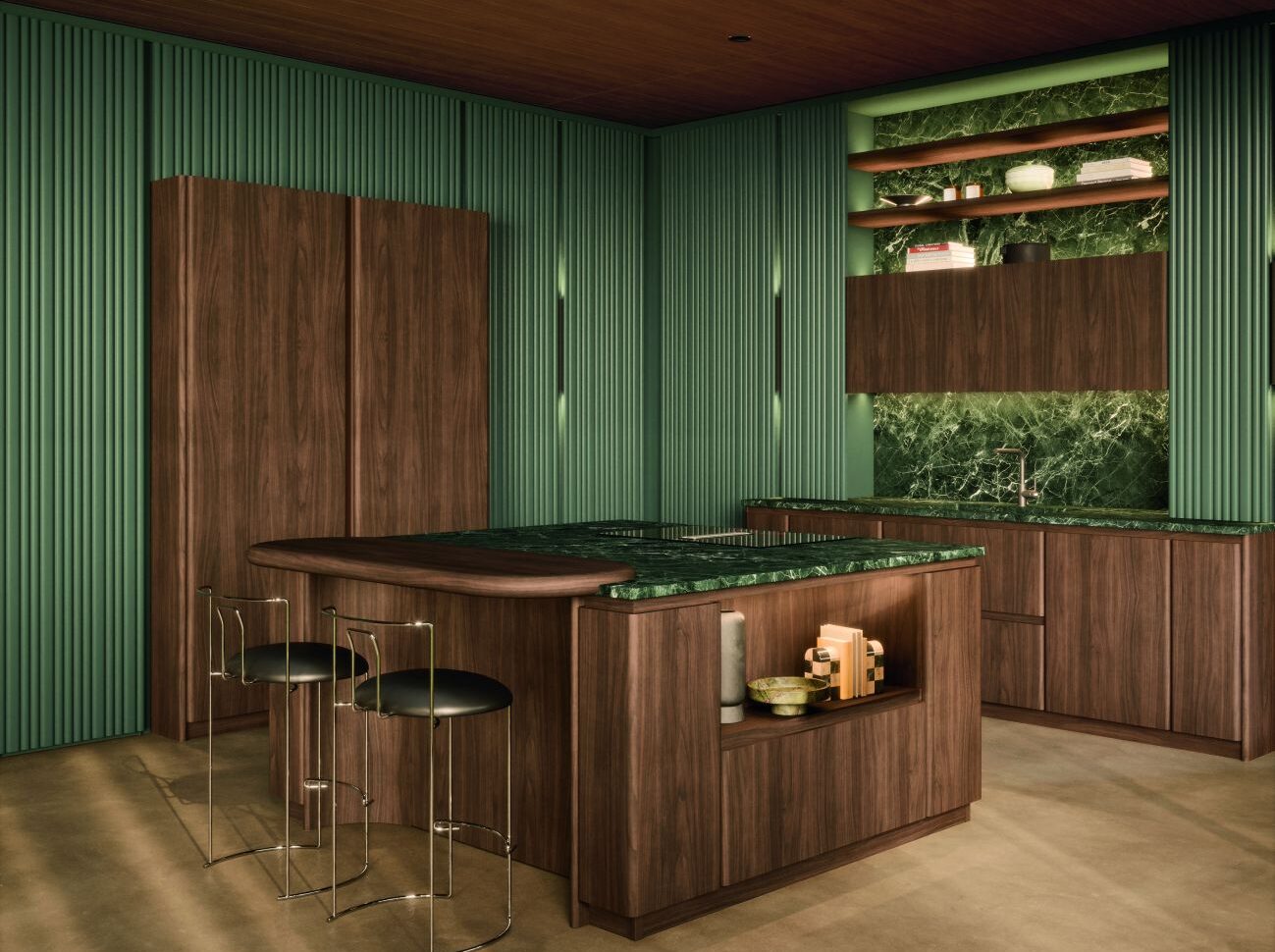 L'Ottocento: la cucina Levante con l'isola Etesia