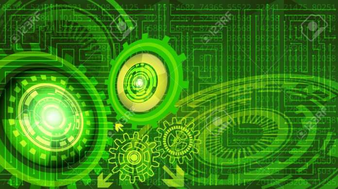 Technology background of green and yellow shades Bando macchinari innovativi