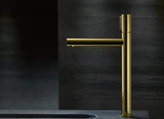 Uno Axor, l’archetipo della rubinetteria Axor Uno miscelatore monocomando per lavabo 260 con tasto select gold