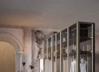 Solo by Albed: cabina armadio freestanding in finitura champagne ALBED