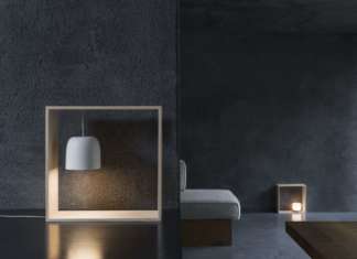 Luce appesa all’interno di una cornice: Gaku by Flos
