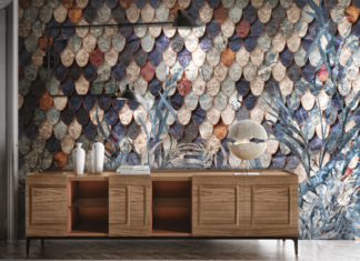 Goldenwall, i decori Inkiostro Bianco su supporto gold leaf