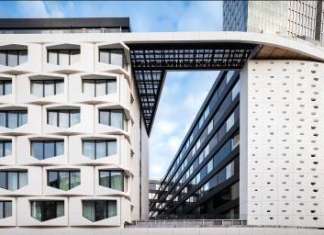 Neolith per il complesso Flare of Frankfurt di Hadi Teherani