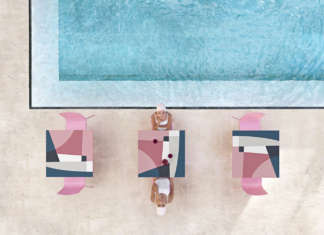 La grafica di Jonathan Lawes per i tavoli Mona di Diabla