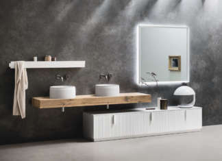 Le composizioni Arbi Arredobagno con lavabi rotondi d’appoggio