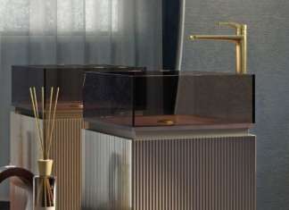 Plissé, totem lavabo in vetro by Artelinea