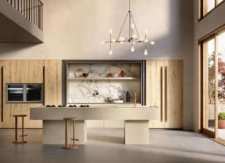 L’estetica affascinante di un top cucina in grès porcellanato