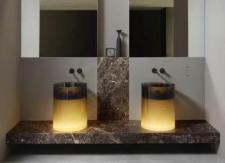 Gli elementi modulari Cartesio con lavabo in appoggio cartesio