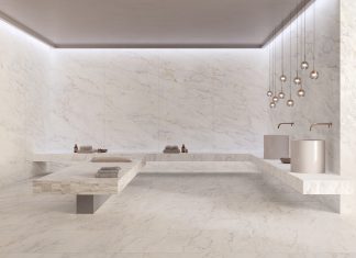 La purezza del marmo bianco di Carrara incontra l’innovazione ceramica