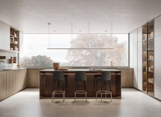 Contrasto di luce e materia nella cucina Thea di Arclinea