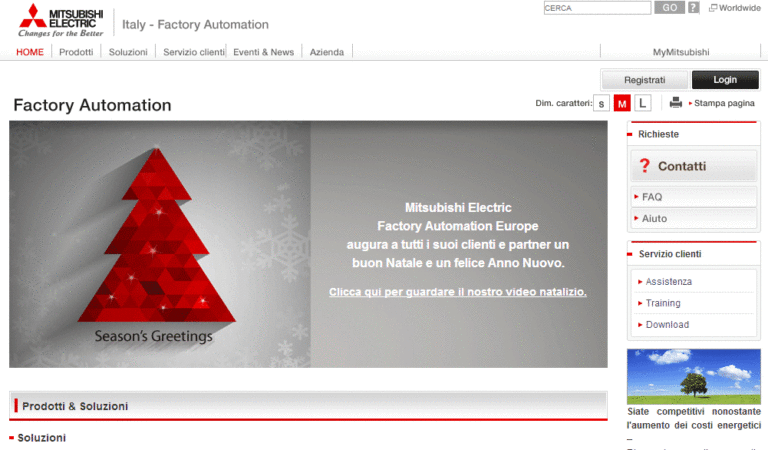 Mitsubishi Electric Factory Automation rinnova il proprio sito con un nuovo indirizzo web